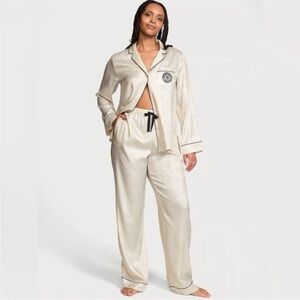 Victoria Secret Satin long Elegant Cream Women's Pajama Set